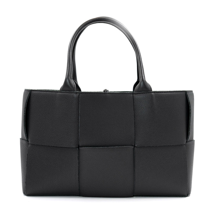 Bottega Veneta Small Arco Tote Bag in Black Intrecciato Leather with Gold Hardware - Gemaee  UAE