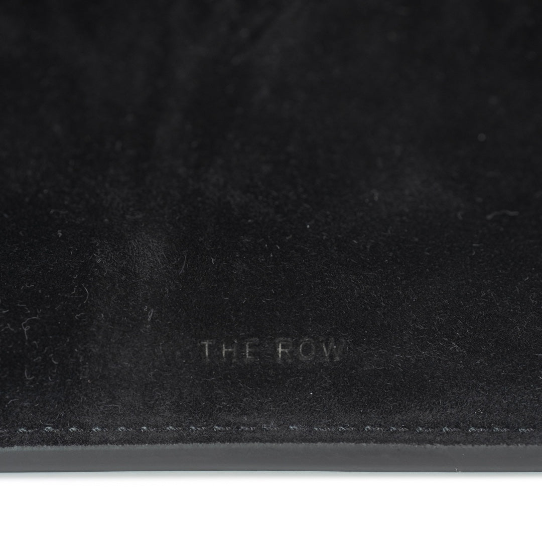 The Row Soft Margaux 12 Top Handle Bag in Black Suede with Gold Hardware - Gemaee  UAE