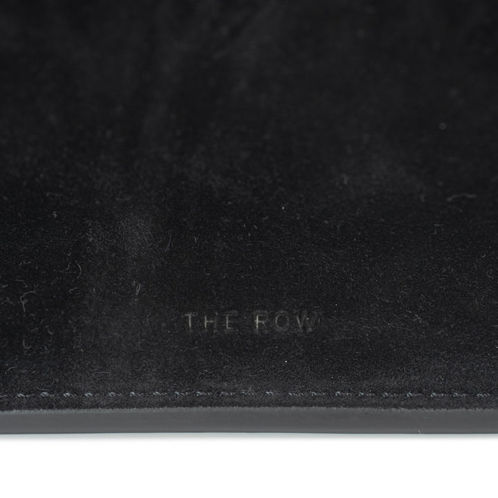 The Row Soft Margaux 12 Top Handle Bag in Black Suede with Gold Hardware - Gemaee  UAE