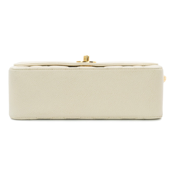 Chanel Vintage Small Diana Flap Bag in Ivory Quilted Caviar Leather with Gold Hardware - Gemaee  UAE