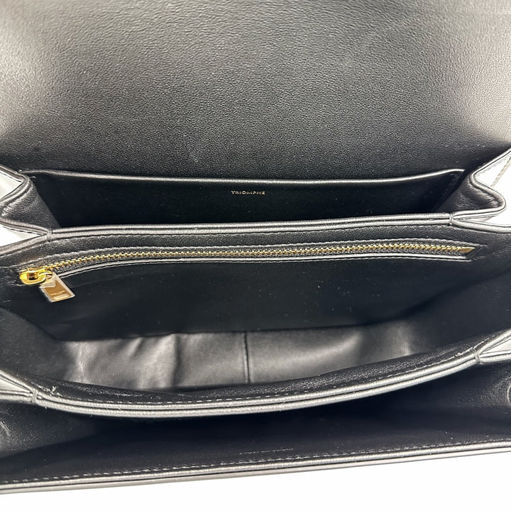 Céline Classique Sized Triomphe Bag in Shiny Calfskin Leather with Gold Hardware
