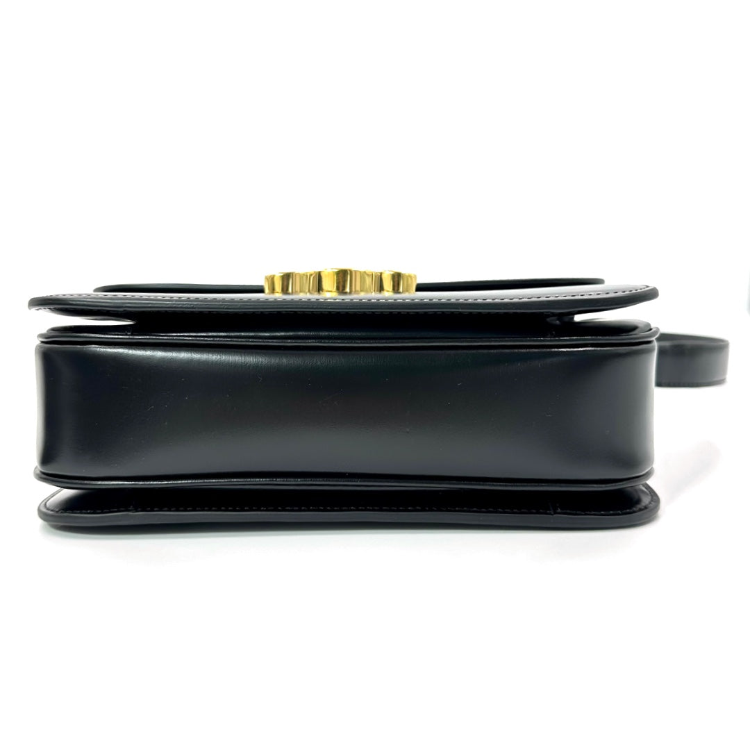 Céline Classique Sized Triomphe Bag in Shiny Calfskin Leather with Gold Hardware