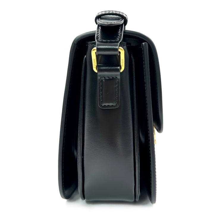Céline Classique Sized Triomphe Bag in Shiny Calfskin Leather with Gold Hardware