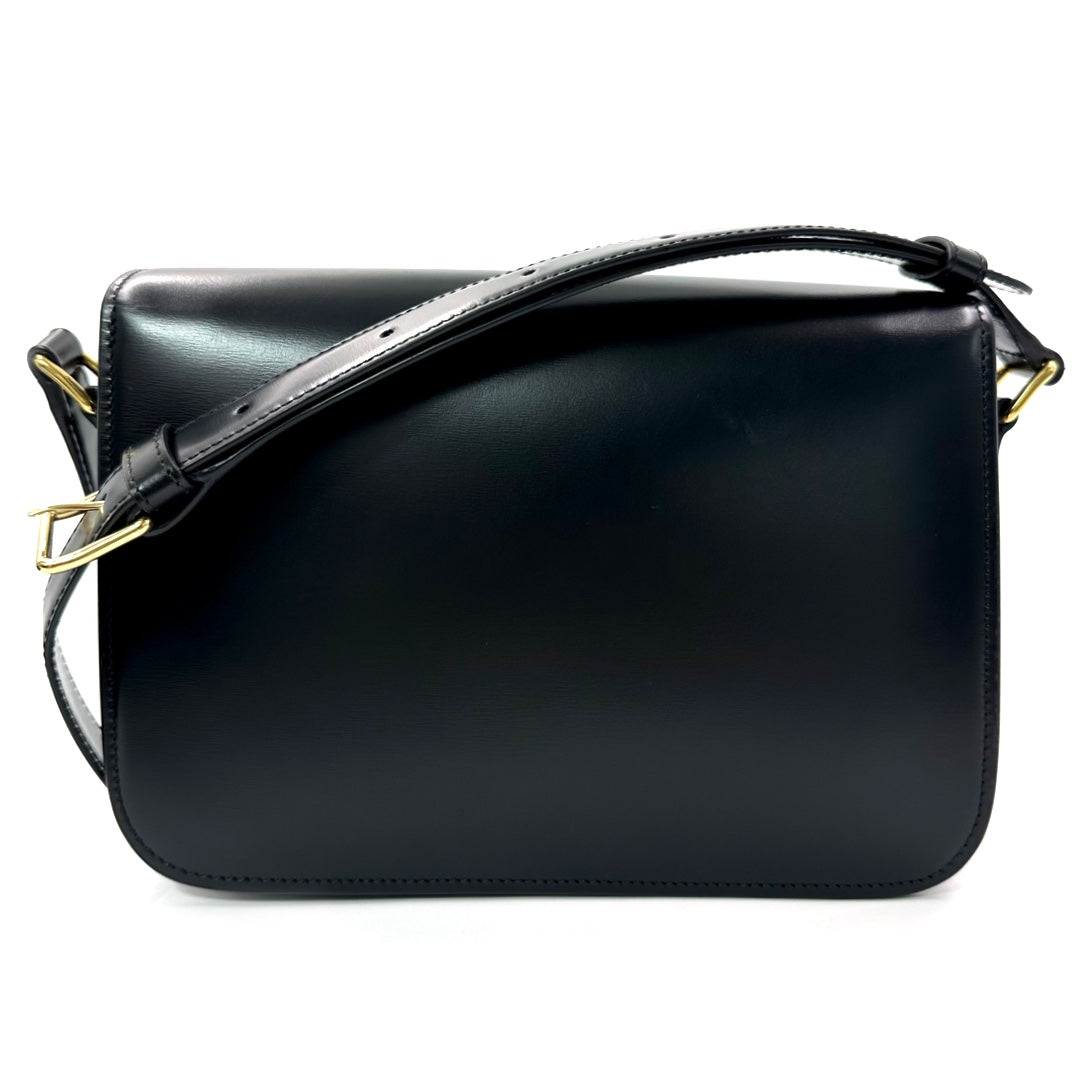 Céline Classique Sized Triomphe Bag in Shiny Calfskin Leather with Gold Hardware