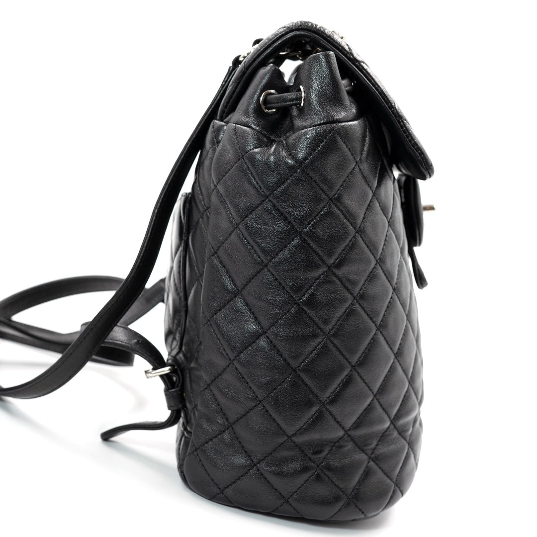 Chanel Urban Spirit Backpack in Black Quilted Lambskin with Silver Hardware - Gemaee  UAE