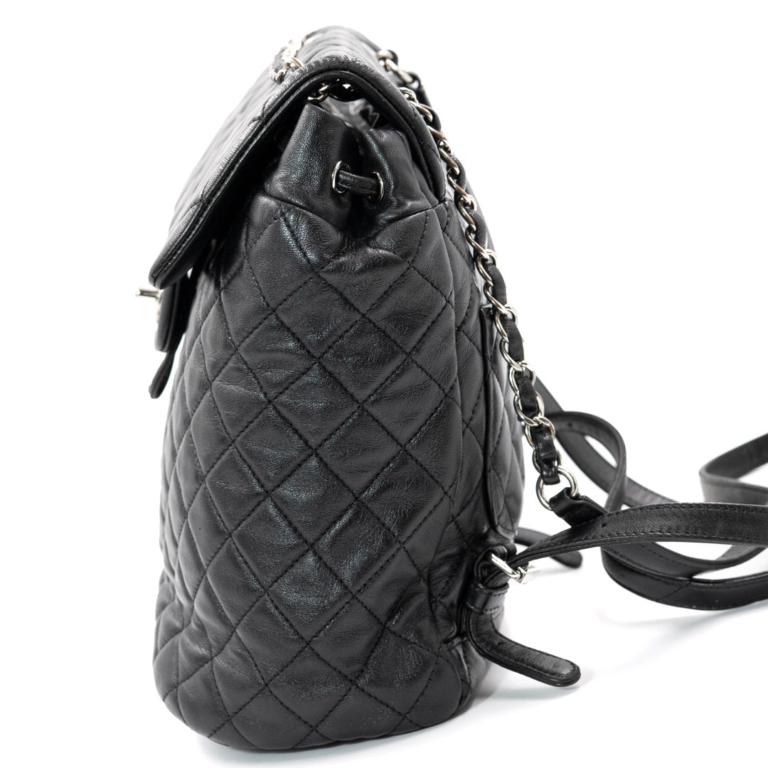 Chanel Urban Spirit Backpack in Black Quilted Lambskin with Silver Hardware - Gemaee  UAE