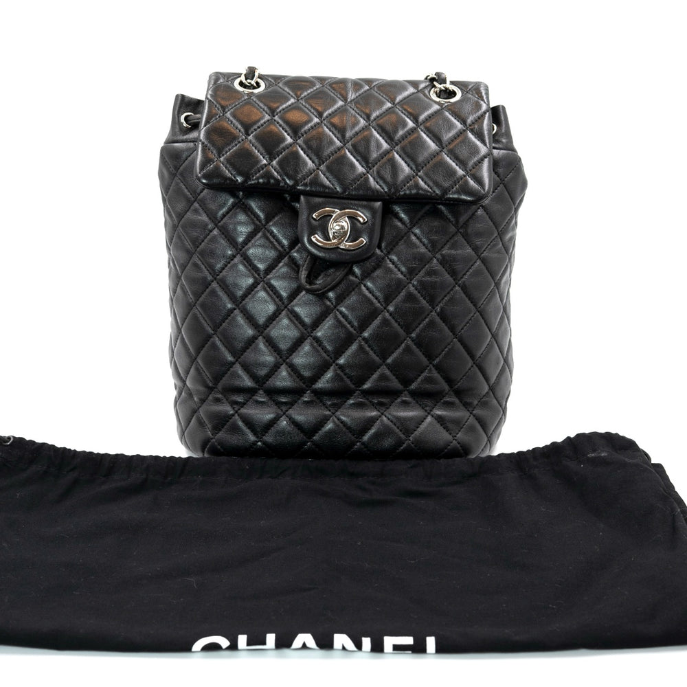 Chanel Urban Spirit Backpack in Black Quilted Lambskin with Silver Hardware - Gemaee  UAE