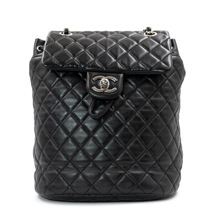 Chanel Urban Spirit Backpack in Black Quilted Lambskin with Silver Hardware - Gemaee  UAE