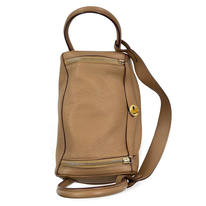 Hermès Lindy 30 in Argile color Clemence Leather with Gold Hardware Handbag