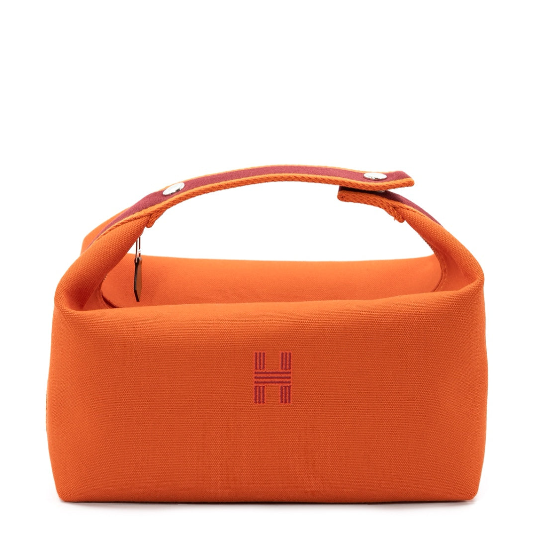 Hermès Bride-a-Brac Large Case in Orange Feu Canvas with Embroidered H Logo - Gemaee  UAE