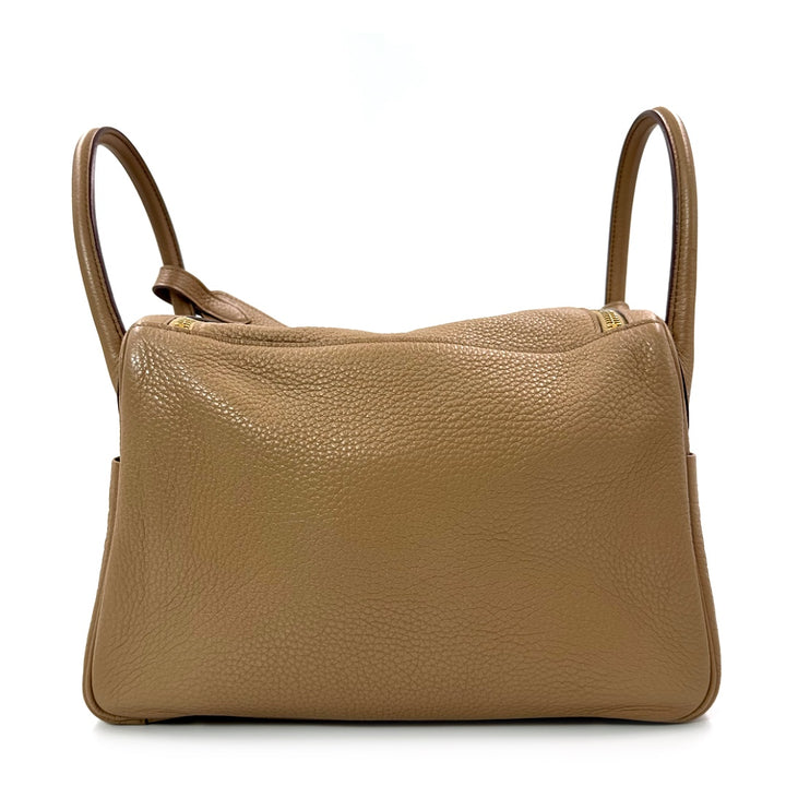 Hermès Lindy 30 in Argile color Clemence Leather with Gold Hardware Handbag