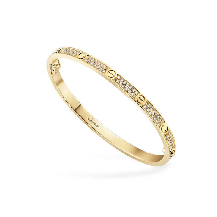 Cartier Love Bracelet Small Model Pavé in 18K Yellow Gold with Diamonds - Gemaee  UAE