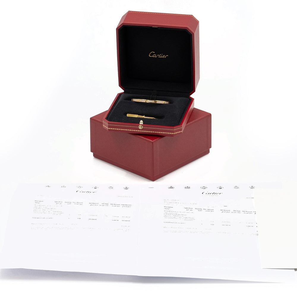 Cartier Love Bracelet Small Model Pavé in 18K Yellow Gold with Diamonds - Gemaee  UAE