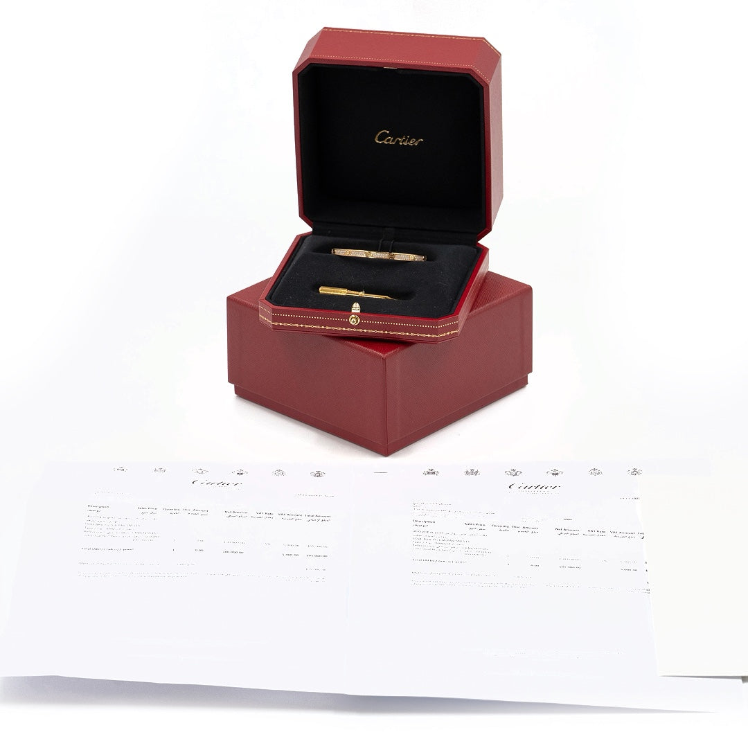 Cartier Love Bracelet Small Model Pavé in 18K Yellow Gold with Diamonds - Gemaee  UAE