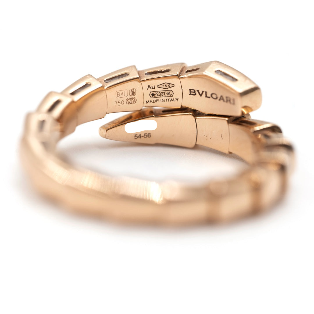 Bulgari Serpenti Viper Ring in 18K Rose Gold with Pavé Diamonds - Gemaee  UAE