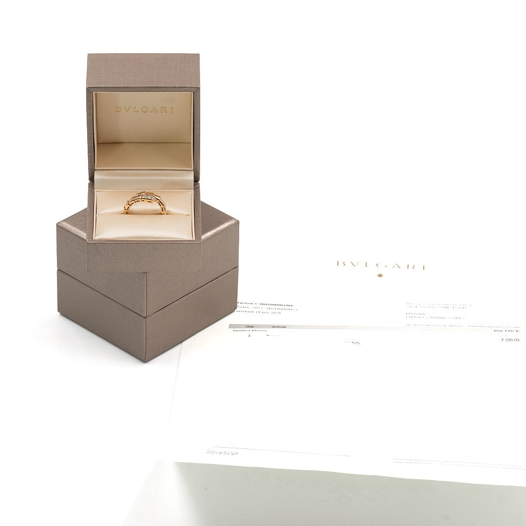 Bulgari Serpenti Viper Ring in 18K Rose Gold with Pavé Diamonds - Gemaee  UAE