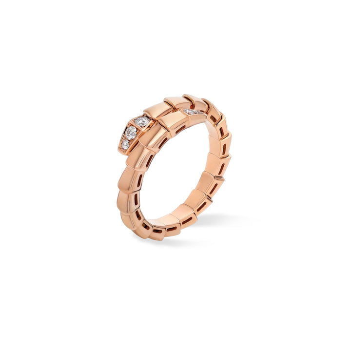 Bulgari Serpenti Viper Ring in 18K Rose Gold with Pavé Diamonds - Gemaee  UAE