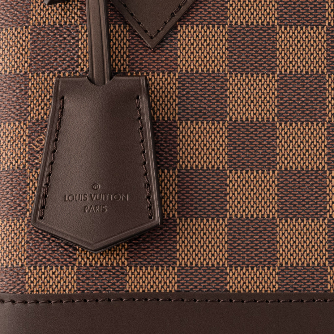 Louis Vuitton Alma BB Bag in Damier Ebene Canvas with Gold Hardware