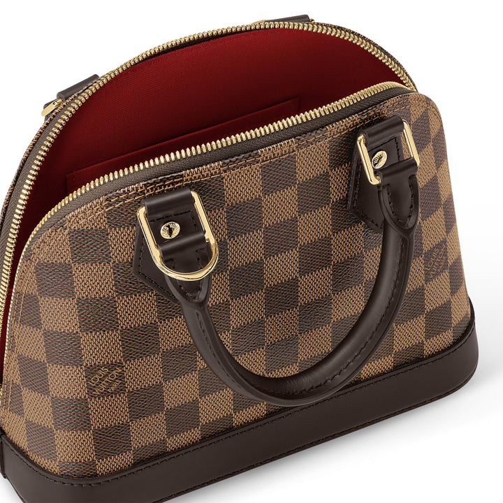 Louis Vuitton Alma BB Bag in Damier Ebene Canvas with Gold Hardware