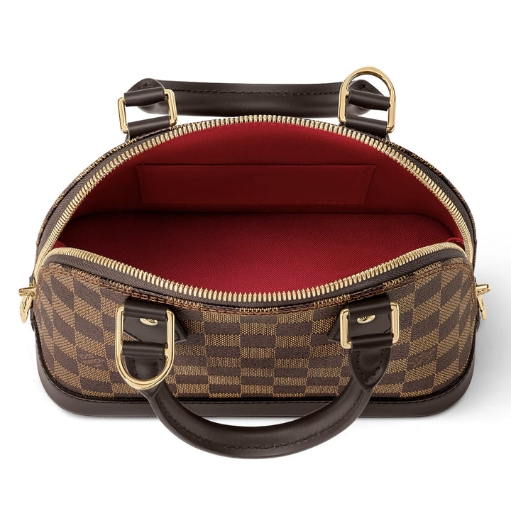 Louis Vuitton Alma BB Bag in Damier Ebene Canvas with Gold Hardware