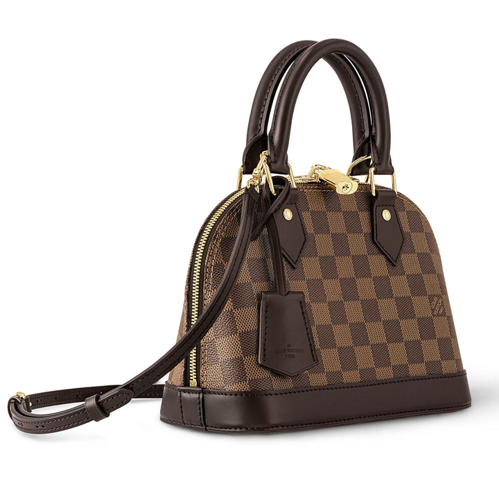 Louis Vuitton Alma BB Bag in Damier Ebene Canvas with Gold Hardware