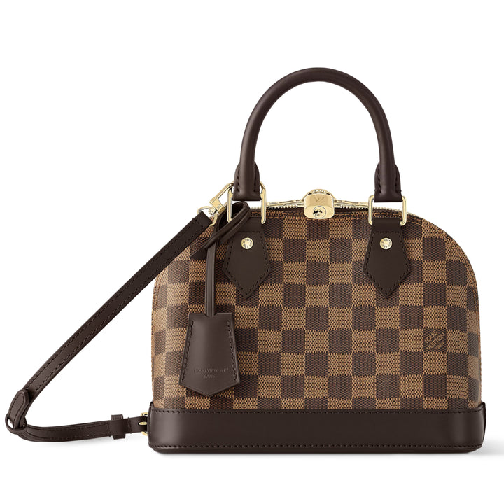 Louis Vuitton Alma BB Bag in Damier Ebene Canvas with Gold Hardware