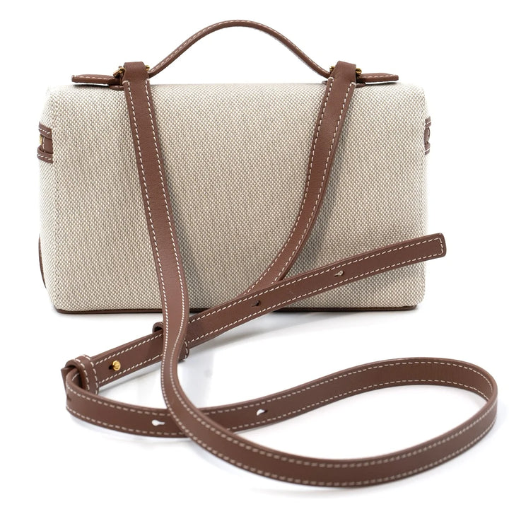 Loro Piana Extra Pocket Bag 19 in Canvas and Leather with Gold-Tone Hardware
