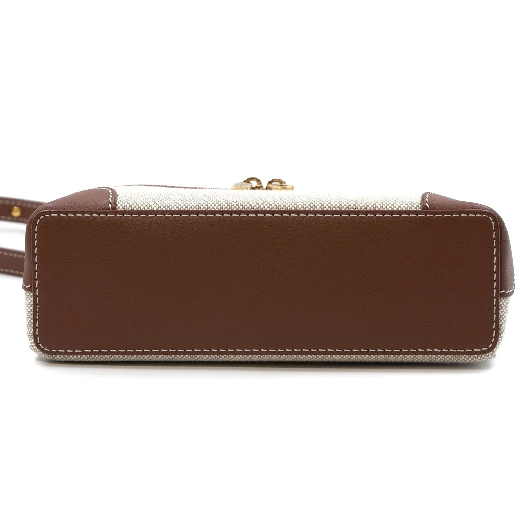 Loro Piana Extra Pocket Bag 19 in Canvas and Leather with Gold-Tone Hardware