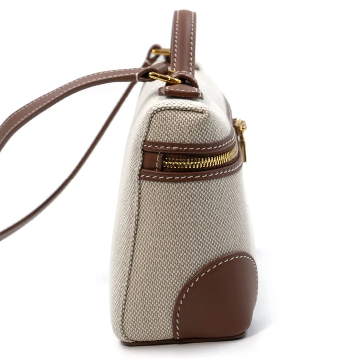 Loro Piana Extra Pocket Bag 19 in Canvas and Leather with Gold-Tone Hardware