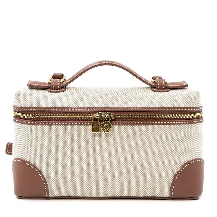 Loro Piana Extra Pocket Bag 19 in Canvas and Leather with Gold-Tone Hardware