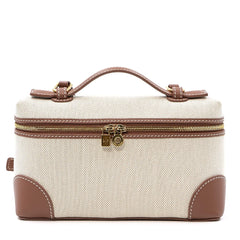 Loro Piana Extra Pocket Bag 19 in Canvas and Leather with Gold-Tone Hardware