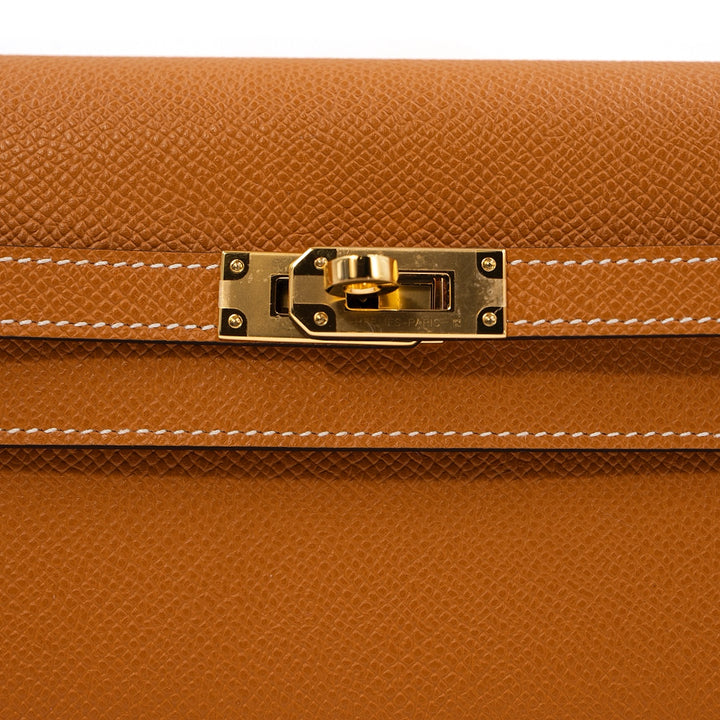 Hermès Kelly To Go 20 Epsom Calfskin Leather in Toffee with Gold Hardware