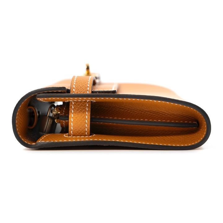 Hermès Kelly To Go 20 Epsom Calfskin Leather in Toffee with Gold Hardware