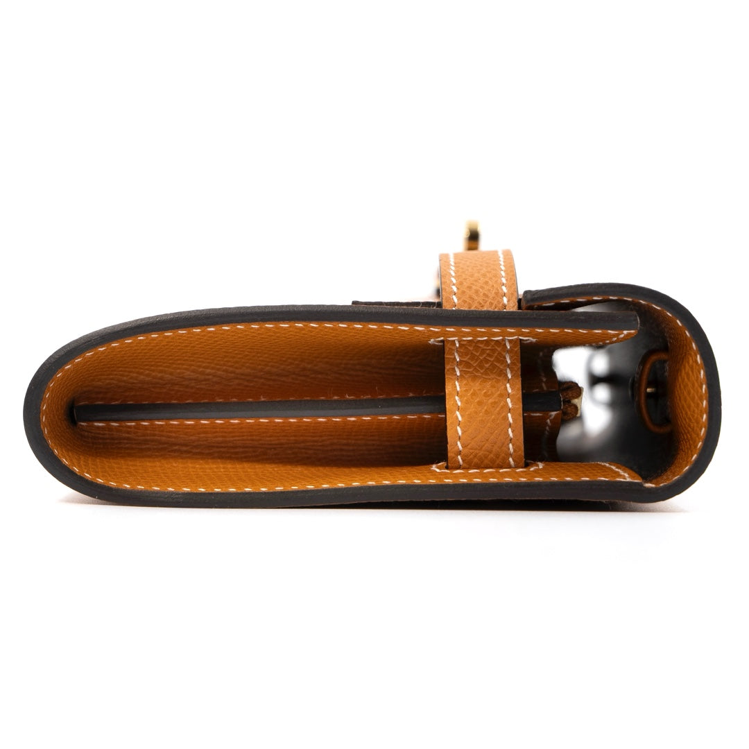 Hermès Kelly To Go 20 Epsom Calfskin Leather in Toffee with Gold Hardware