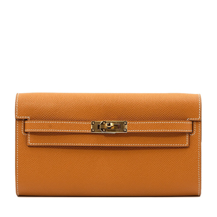 Hermès Kelly To Go 20 Epsom Calfskin Leather in Toffee with Gold Hardware