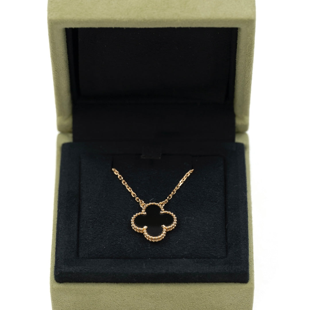 Van Cleef & Arpels Vintage Alhambra Pendant 18K Yellow Gold & Black Onyx - Gemaee  UAE