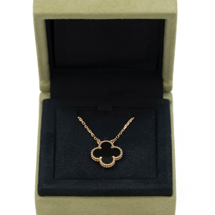 Van Cleef & Arpels Vintage Alhambra Pendant 18K Yellow Gold & Black Onyx - Gemaee  UAE