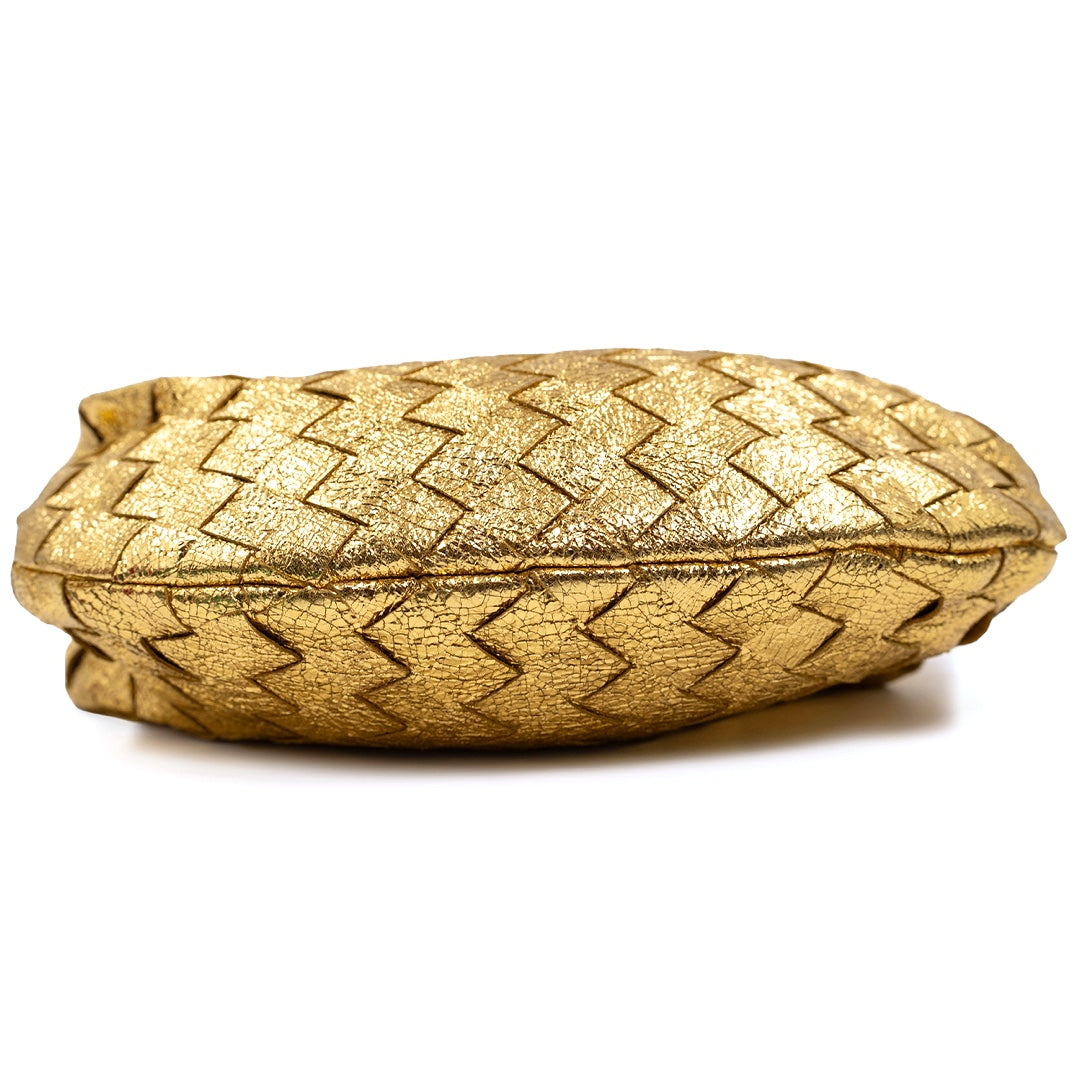 Bottega Veneta Mini Jodie in Gold Intrecciato Lambskin Leather with Knot Handle - Gemaee  UAE