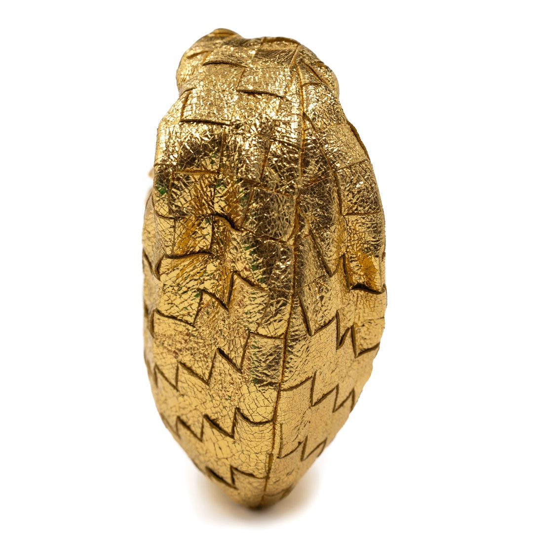 Bottega Veneta Mini Jodie in Gold Intrecciato Lambskin Leather with Knot Handle - Gemaee  UAE