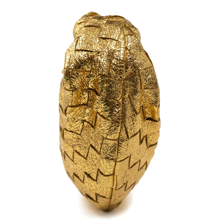 Bottega Veneta Mini Jodie in Gold Intrecciato Lambskin Leather with Knot Handle - Gemaee  UAE