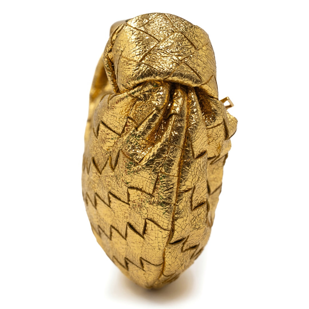 Bottega Veneta Mini Jodie in Gold Intrecciato Lambskin Leather with Knot Handle - Gemaee  UAE