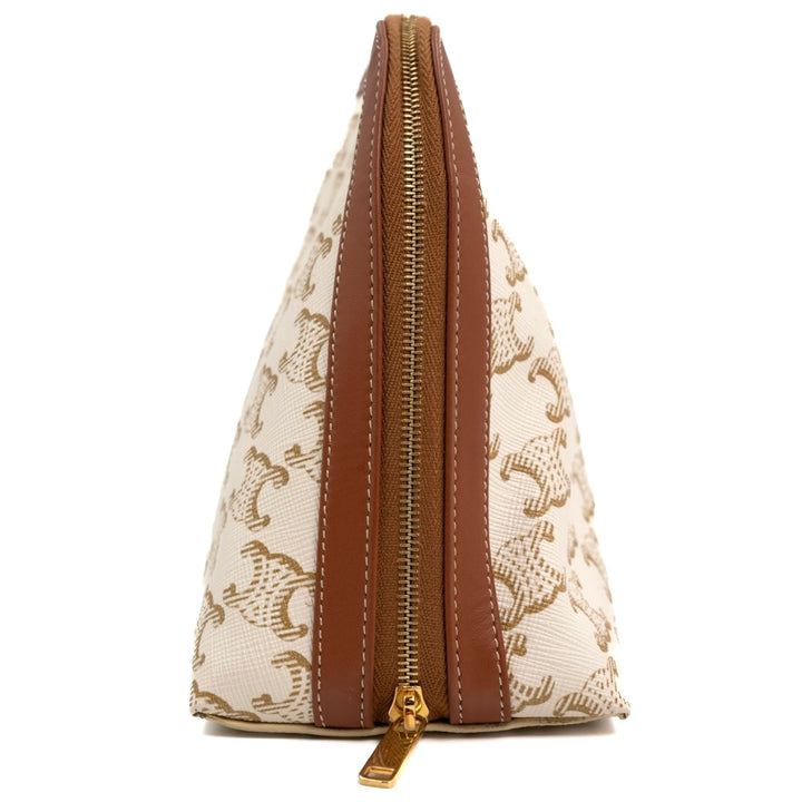 Celine Large Cosmetic Pouch in White Triomphe Canvas - Gemaee  UAE