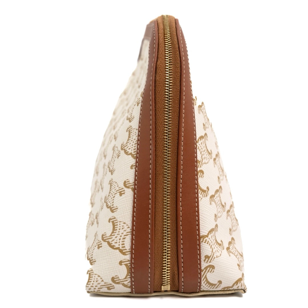 Celine Large Cosmetic Pouch in White Triomphe Canvas - Gemaee  UAE