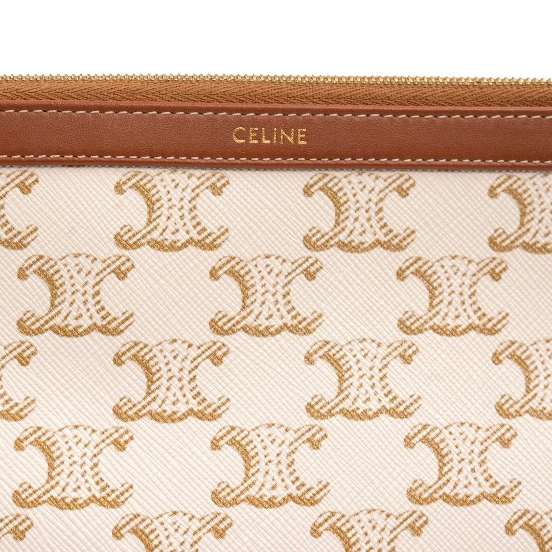 Celine Large Cosmetic Pouch in White Triomphe Canvas - Gemaee  UAE