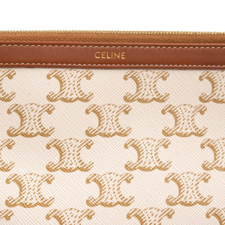 Celine Large Cosmetic Pouch in White Triomphe Canvas - Gemaee  UAE