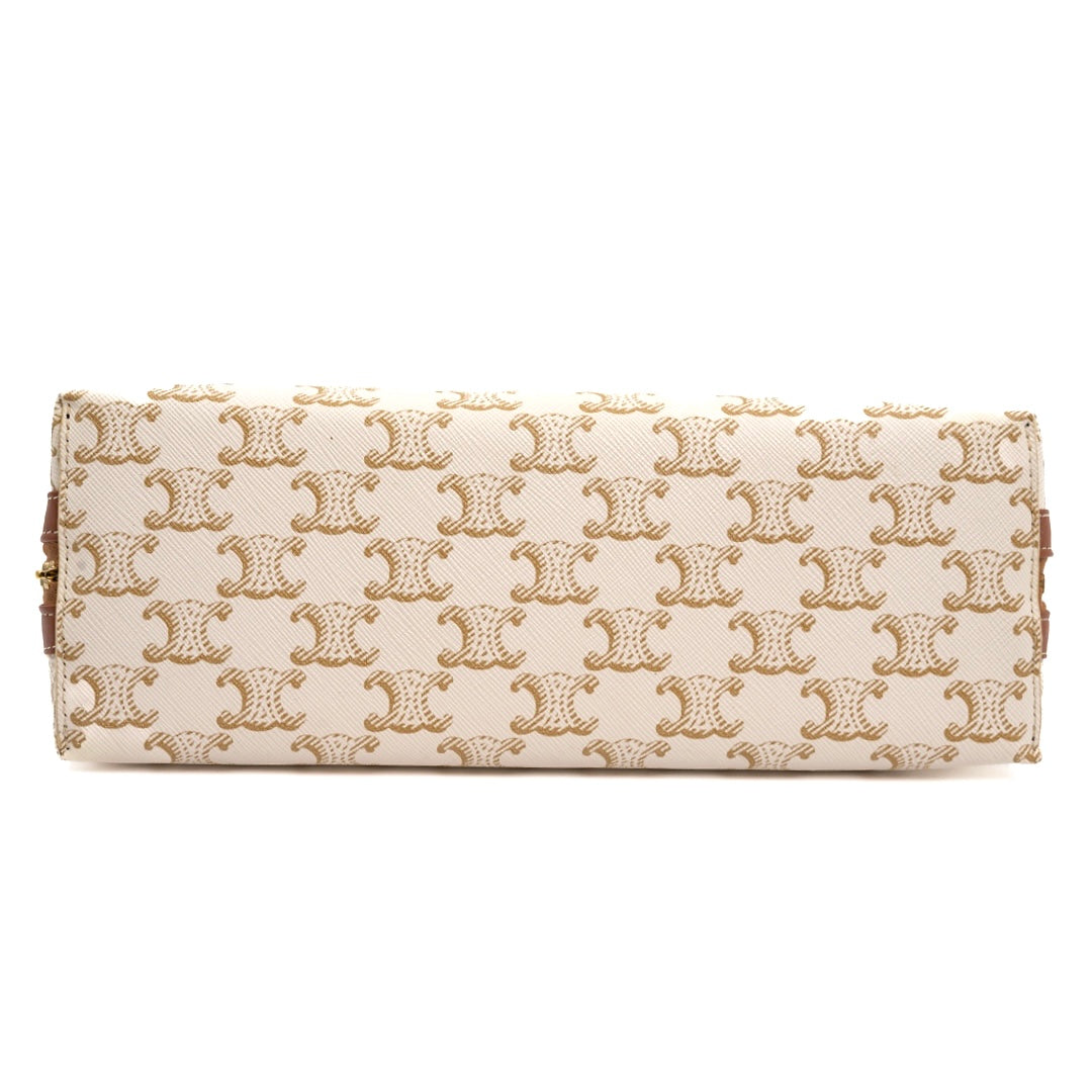 Celine Large Cosmetic Pouch in White Triomphe Canvas - Gemaee  UAE