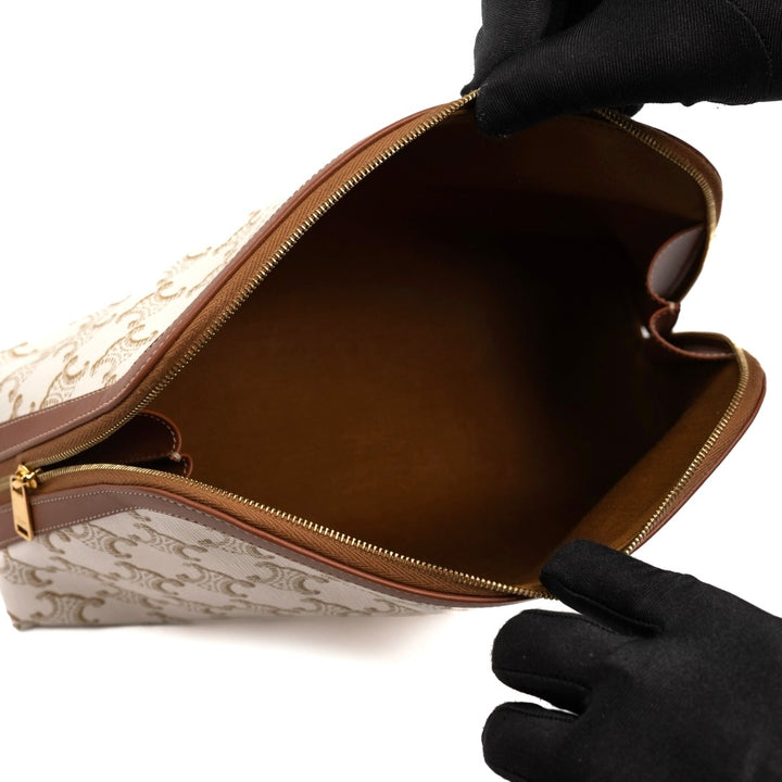 Celine Large Cosmetic Pouch in White Triomphe Canvas - Gemaee  UAE