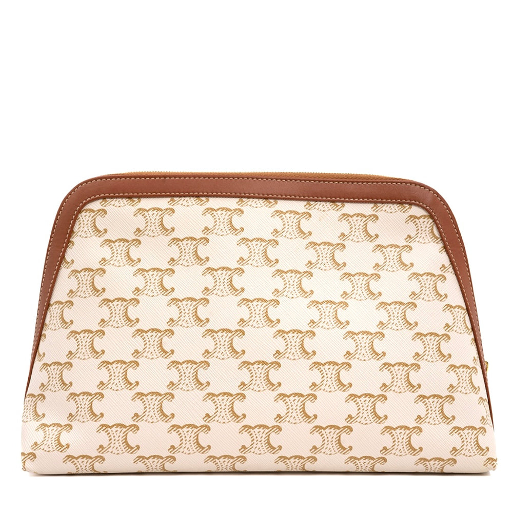 Celine Large Cosmetic Pouch in White Triomphe Canvas - Gemaee  UAE