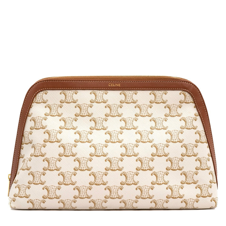 Celine Large Cosmetic Pouch in White Triomphe Canvas - Gemaee  UAE
