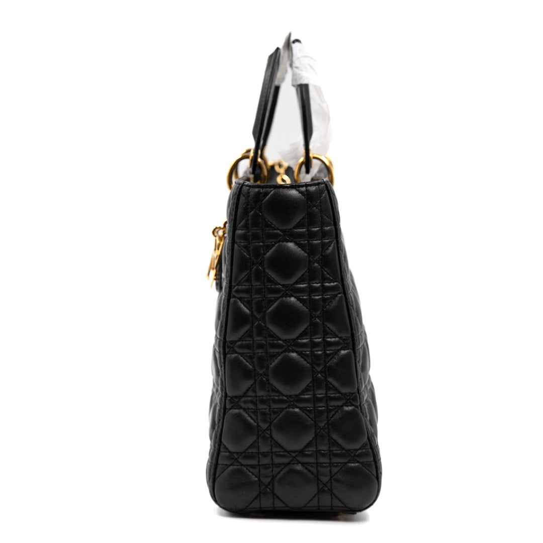 Dior Black Cannage Leather Large Lady Dior Tote - Gemaee  UAE